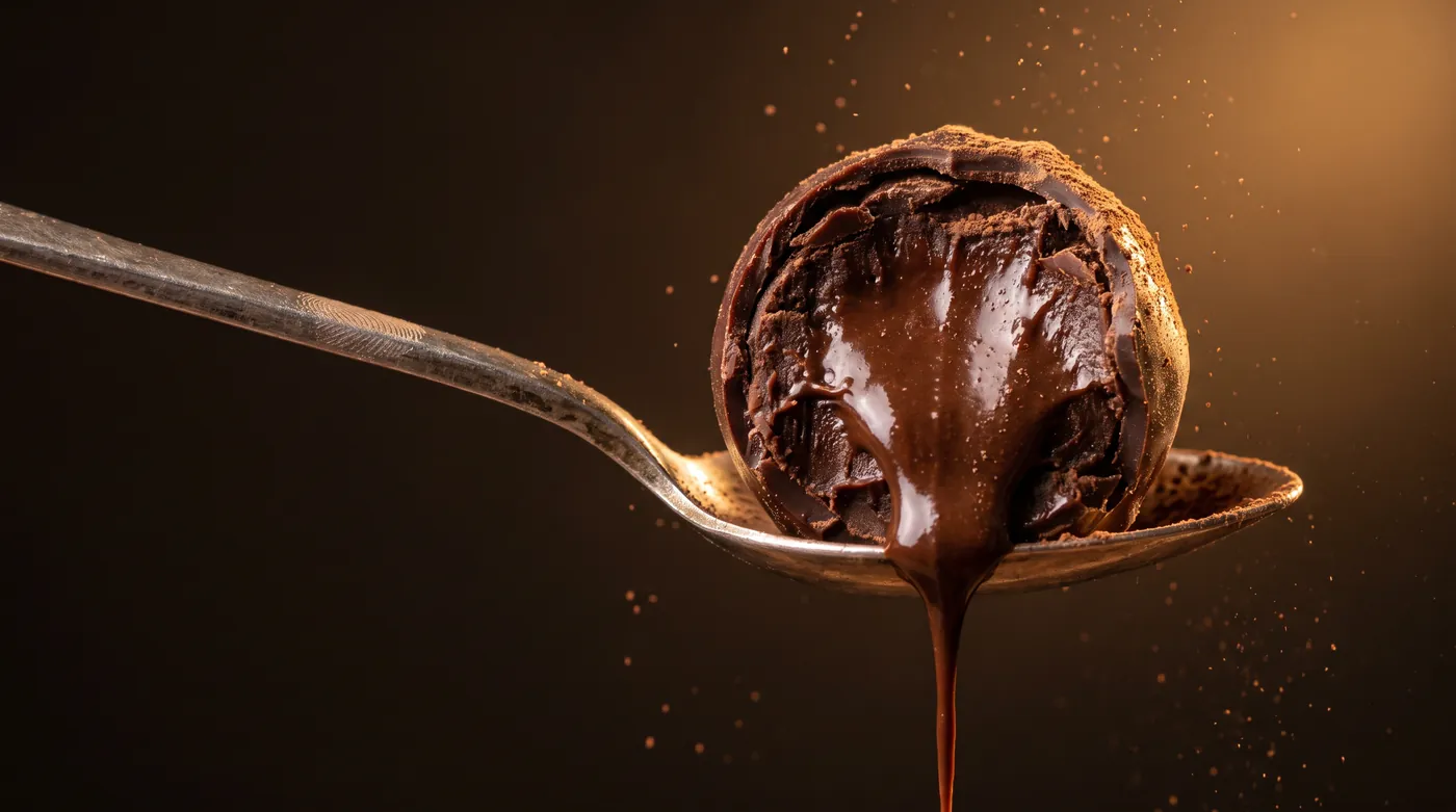 Chocolate truffle, macro, a self-initiated image study made with Krea